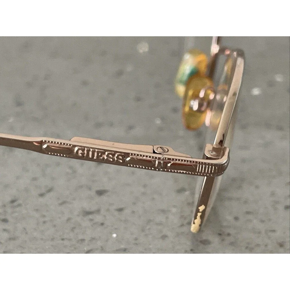 GUESS EYEGLASSES FRAMES ONLY BRN 47-20 140 gold round full rim
